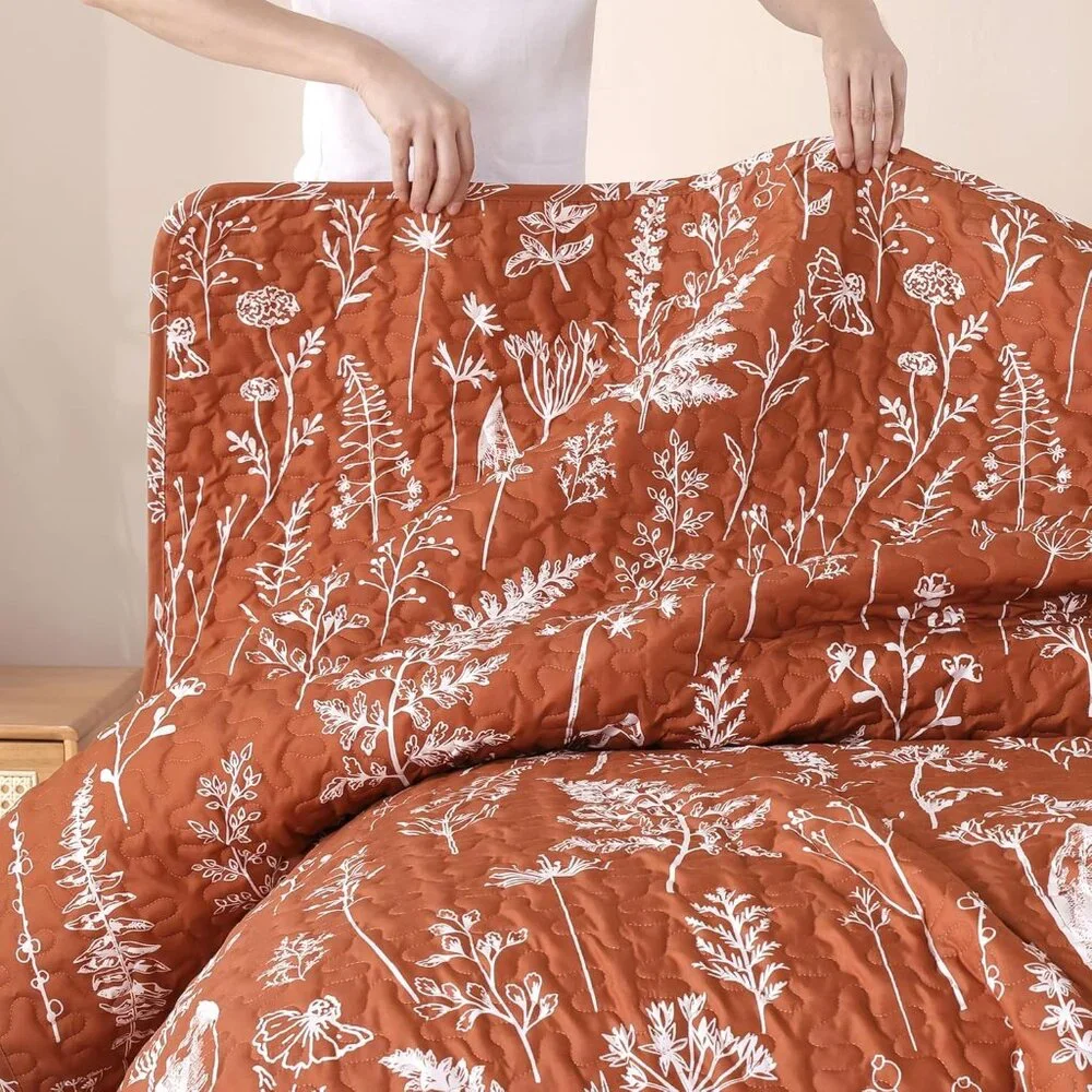 New Quilts Queen Size Floral Bed Spread Terracotta Quilts Queen Size